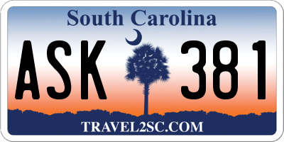 SC license plate ASK381