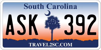 SC license plate ASK392