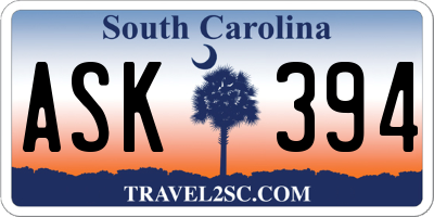 SC license plate ASK394