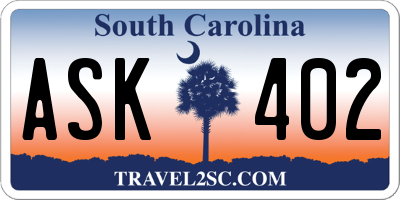 SC license plate ASK402