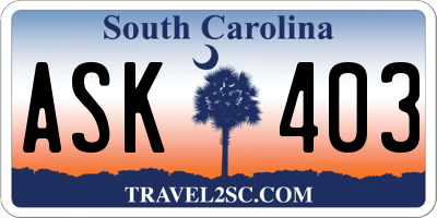 SC license plate ASK403