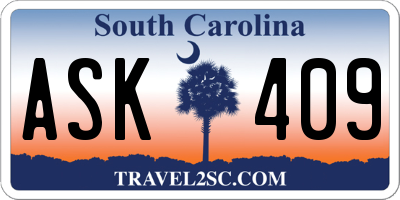 SC license plate ASK409
