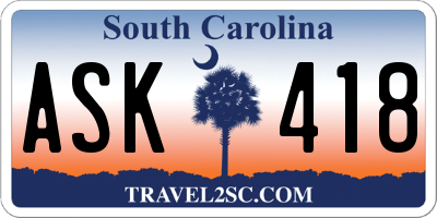 SC license plate ASK418