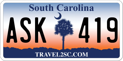 SC license plate ASK419