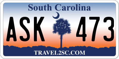 SC license plate ASK473