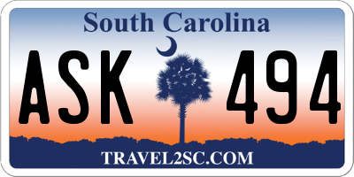 SC license plate ASK494