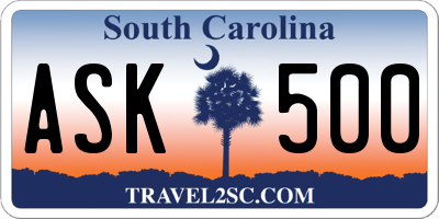 SC license plate ASK500