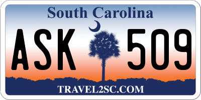 SC license plate ASK509