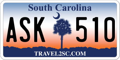 SC license plate ASK510