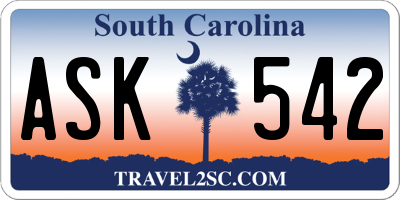 SC license plate ASK542
