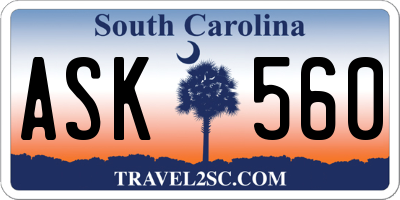 SC license plate ASK560