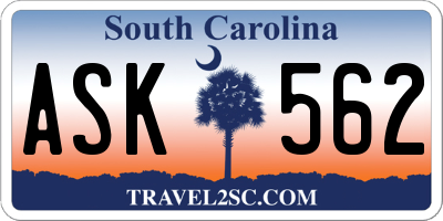 SC license plate ASK562