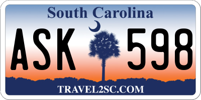 SC license plate ASK598