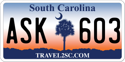 SC license plate ASK603