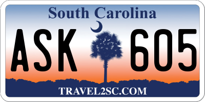 SC license plate ASK605