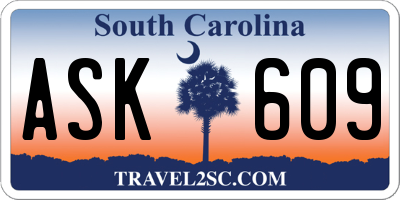 SC license plate ASK609