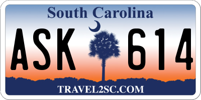 SC license plate ASK614