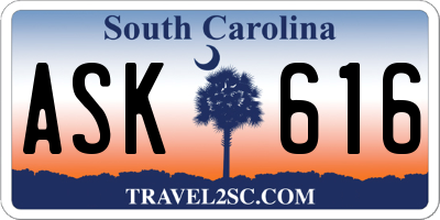 SC license plate ASK616