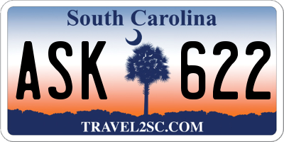 SC license plate ASK622