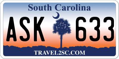 SC license plate ASK633