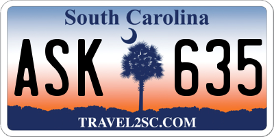 SC license plate ASK635