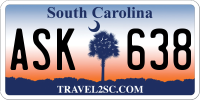 SC license plate ASK638