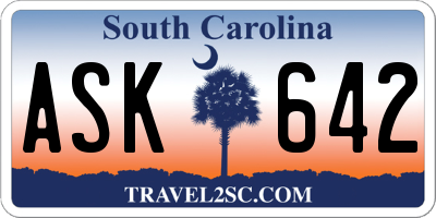 SC license plate ASK642