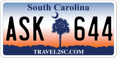 SC license plate ASK644