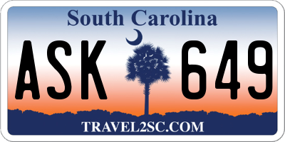 SC license plate ASK649
