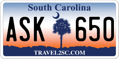 SC license plate ASK650