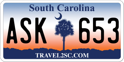 SC license plate ASK653
