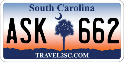 SC license plate ASK662