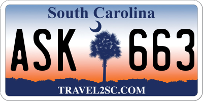 SC license plate ASK663