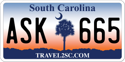 SC license plate ASK665