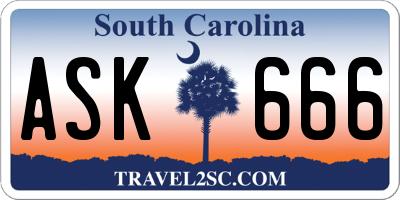 SC license plate ASK666