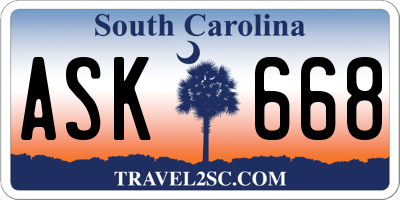 SC license plate ASK668