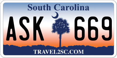 SC license plate ASK669