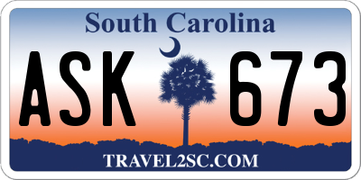 SC license plate ASK673