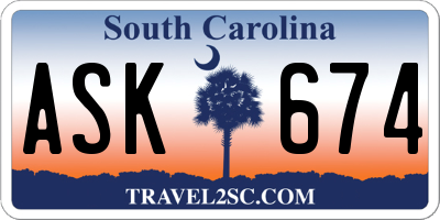SC license plate ASK674