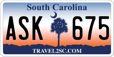 SC license plate ASK675