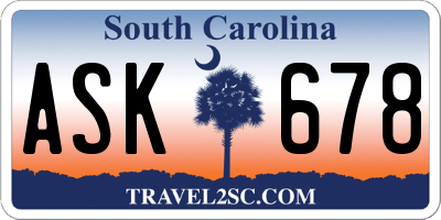 SC license plate ASK678