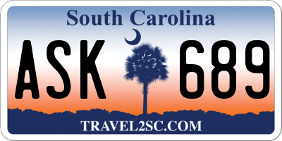 SC license plate ASK689