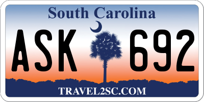 SC license plate ASK692