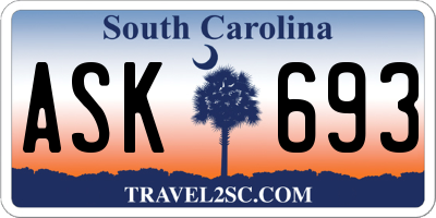 SC license plate ASK693