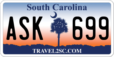 SC license plate ASK699