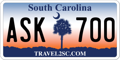 SC license plate ASK700
