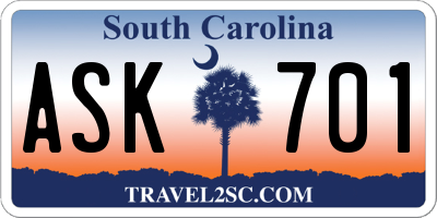 SC license plate ASK701