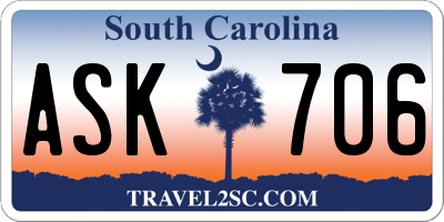 SC license plate ASK706