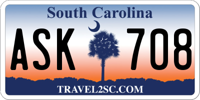 SC license plate ASK708