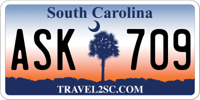 SC license plate ASK709